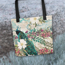 Load image into Gallery viewer, Tote - Peacock Dreams All-Over Print Reusable Shopping Bag - Design by Kate Rose