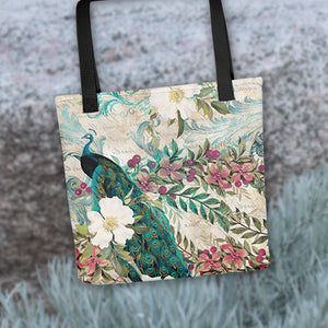 Tote - Peacock Dreams All-Over Print Reusable Shopping Bag - Design by Kate Rose