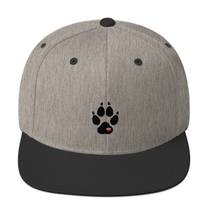 Hat - Wolf Paw with Heart - Snapback with Black and Red Thread