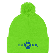 Load image into Gallery viewer, Beanie Pom Pom High Four Blue Embroidery by MoonShine NM