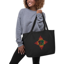 Load image into Gallery viewer, Tote Bag - Large Organic Cotton Choose Red or Green Flaming Dragon Shield