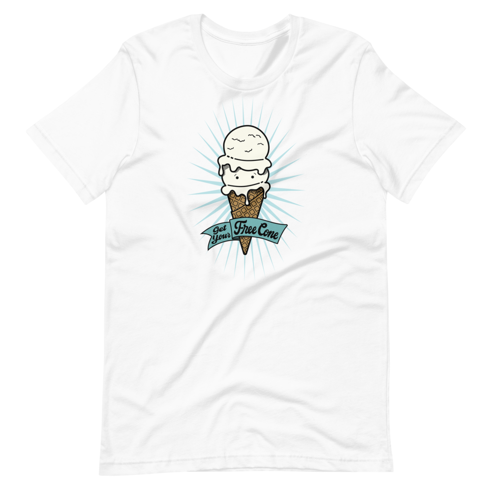 T-Shirt Get Your Free Cone Vanilla Double Scoop Ice Cream Treat