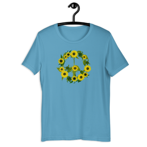 Short-Sleeve Unisex T-Shirt Sunflower Peace Sign Ukraine Colors by MoonShine NM