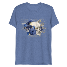 Load image into Gallery viewer, T-shirt Triblend Short Sleeve MoonShine Skull with Blue Flowers