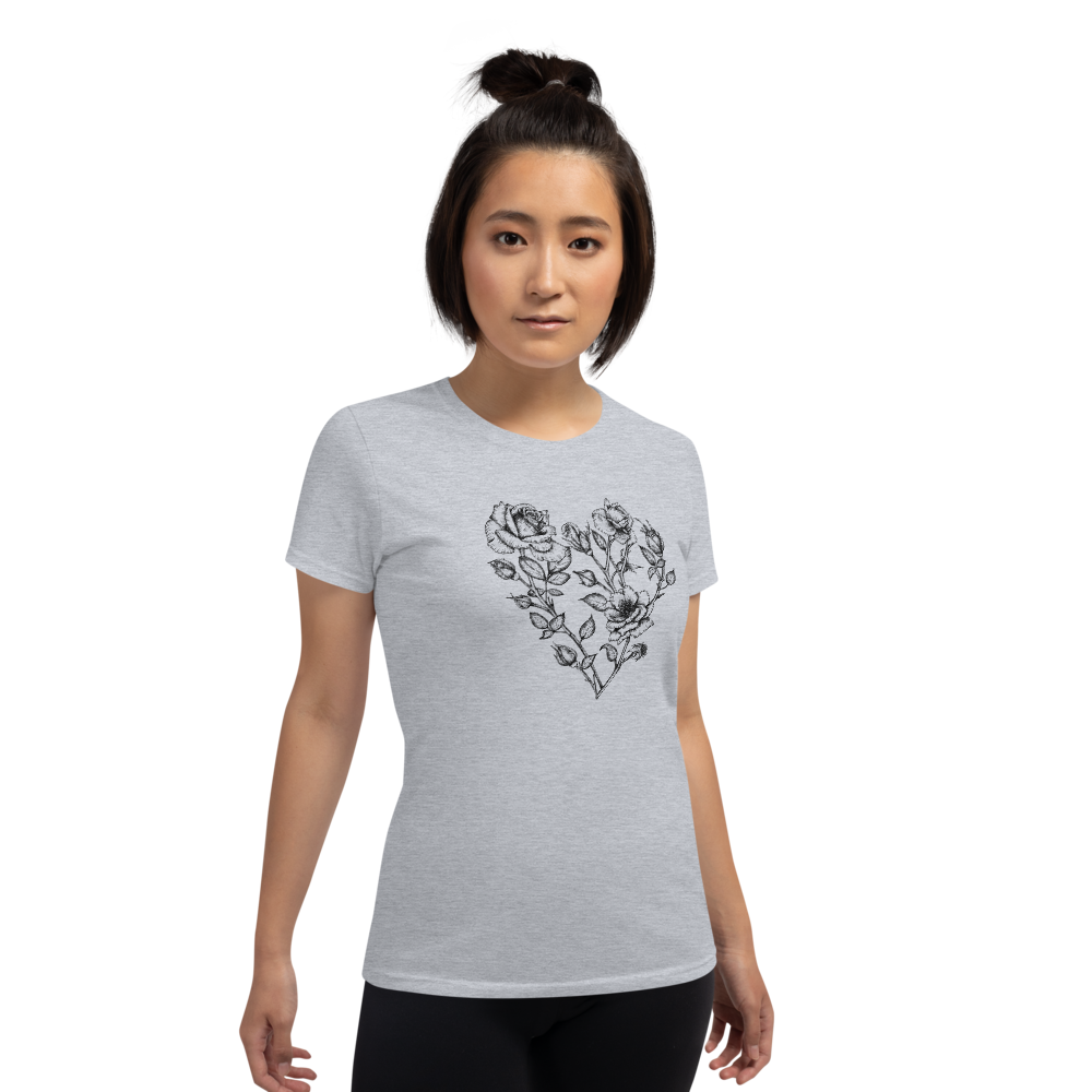 T-shirt 100% Cotton short sleeve Roses Heart by MoonShine NM
