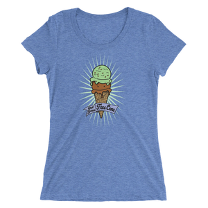 T-Shirt Scoop Neck Get Your Free Cone Mint Chocolate Chip and Chocolate Ice Cream Treat