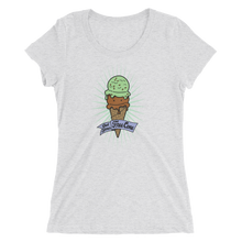 Load image into Gallery viewer, T-Shirt Scoop Neck Get Your Free Cone Mint Chocolate Chip and Chocolate Ice Cream Treat
