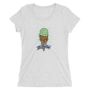 T-Shirt Scoop Neck Get Your Free Cone Mint Chocolate Chip and Chocolate Ice Cream Treat